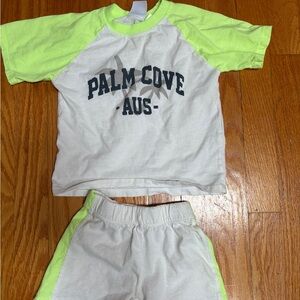 Zara Kids Pajama Set - White and Lime Green